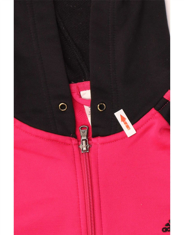 Suéter adidas feminino com capuz e zíper UK 12/14 médio rosa poliéster