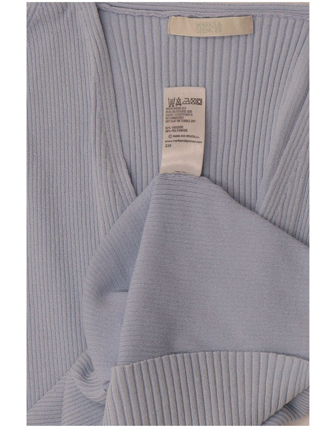 Camiseta feminina Marks & Spencer Crop Top UK 14 Viscose azul médio