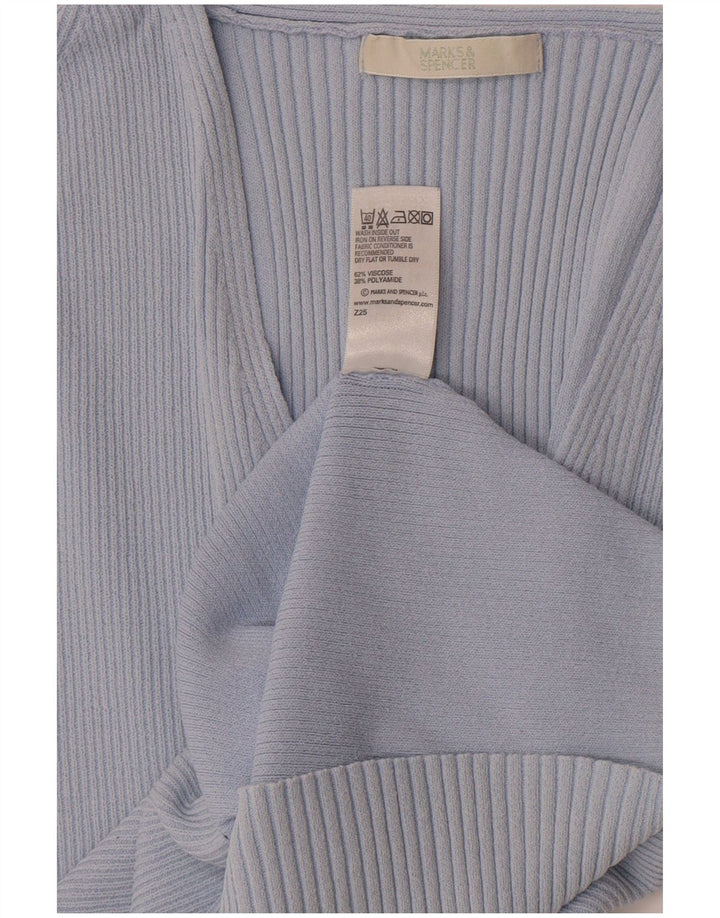 Camiseta feminina Marks & Spencer Crop Top UK 14 Viscose azul médio