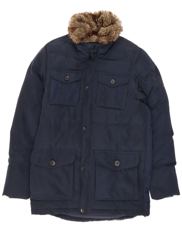 Casaco acolchoado masculino Tommy Hilfiger Reino Unido 36 pequeno poliéster azul marinho