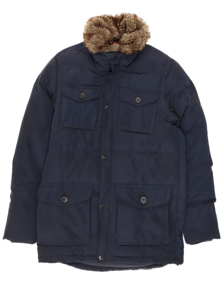 Casaco acolchoado masculino Tommy Hilfiger Reino Unido 36 pequeno poliéster azul marinho