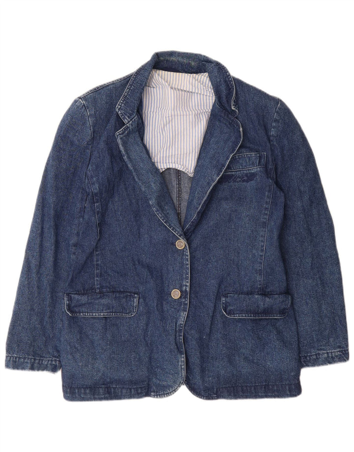 Jaqueta blazer feminina grande de 2 botões Marina Sport tamanho 17 azul pequeno