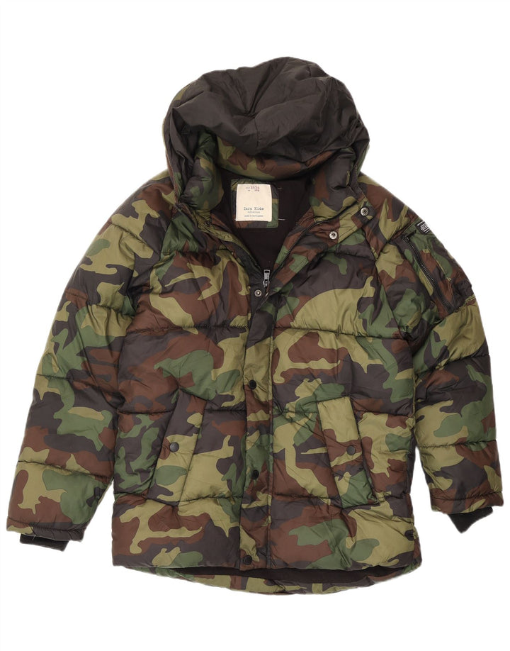 Jaqueta acolchoada com capuz Zara Boys 13-14 anos camuflagem multicolorida