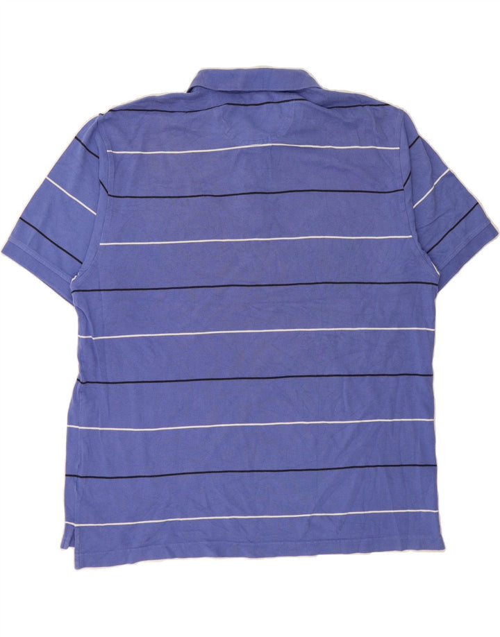 IZOD Mens Polo Shirt 2XL Blue Striped Cotton Vintage Izod and Second-Hand Izod from Messina Hembry 