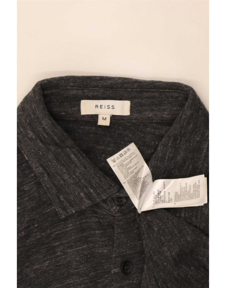 Camisa masculina Reiss algodão manchado cinza médio