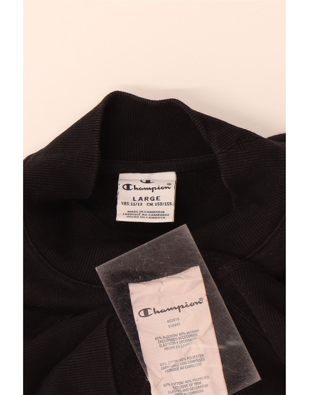 Suéter gráfico feminino CHAMPION 11-12 anos grande algodão preto