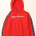 CHAMPION Mens Graphic Hoodie Jumper Medium Red Colourblock Cotton Vintage Champion and Second-Hand Champion from Messina Hembry 