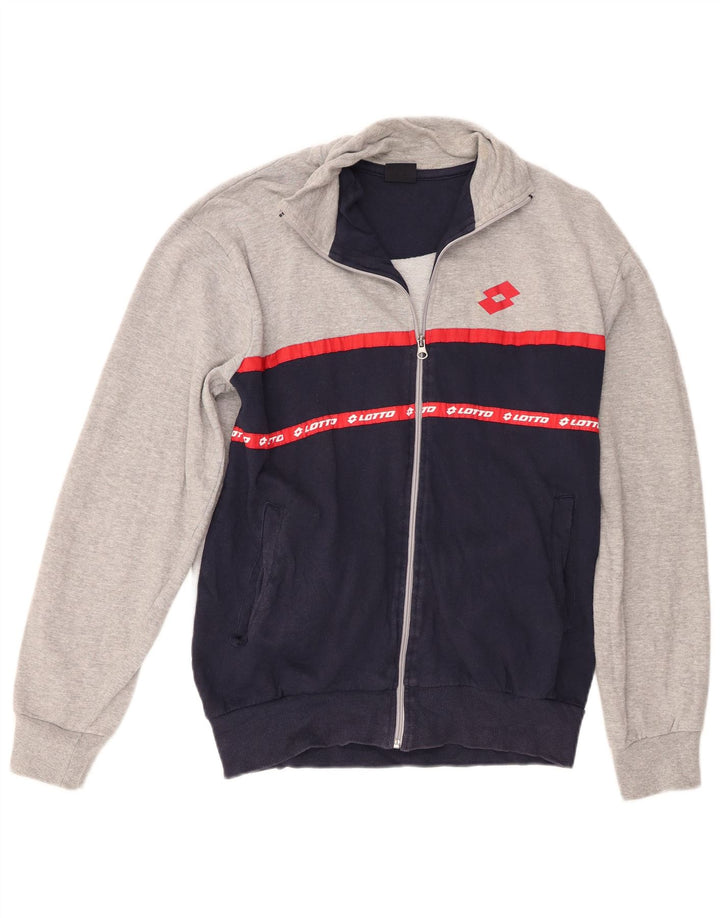 Lotto Mens Graphic Tracksuit Top Jacket IT 50 Grande Cinza Colorblock Algodão