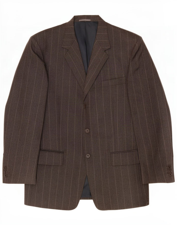 Jaqueta blazer masculina Paul Smith com 3 botões Reino Unido 40 lã listrada cinza grande