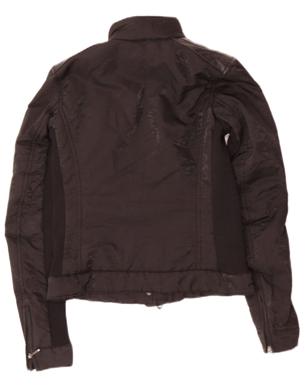 Jaqueta feminina Refrigiwear Cruz Crop Racer UK 10 pequena polivinil preta