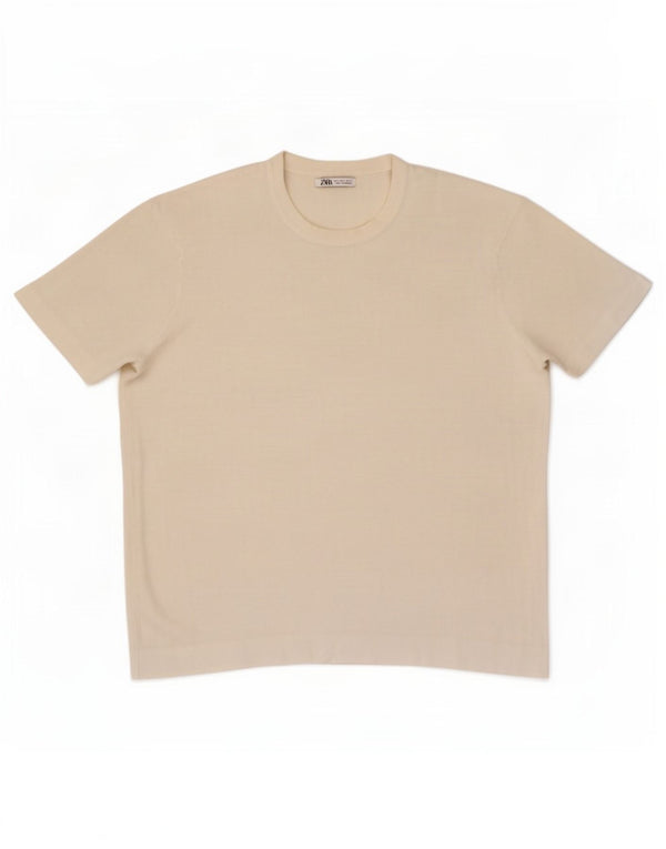 Camiseta masculina Zara Top grande branco