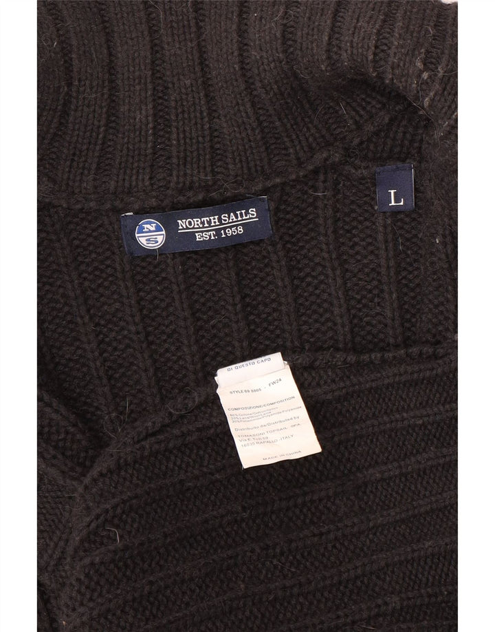 Suéter cardigã masculino North Sails grande lã preta
