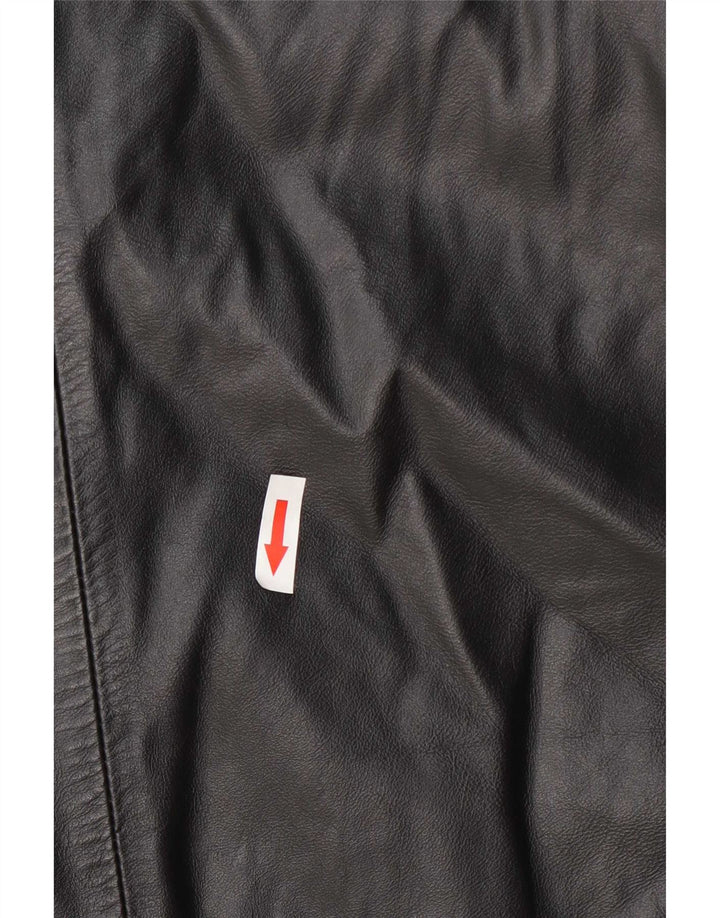 Casaco de couro feminino vintage IT 42 médio preto