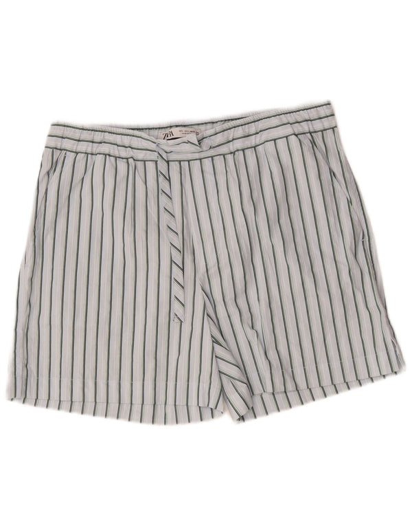 Zara Mens Chino Shorts Grande W32 Algodão Listrado Azul
