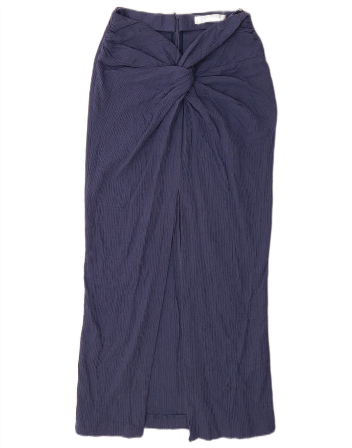 Saia maxi feminina Zara médio W28 algodão azul