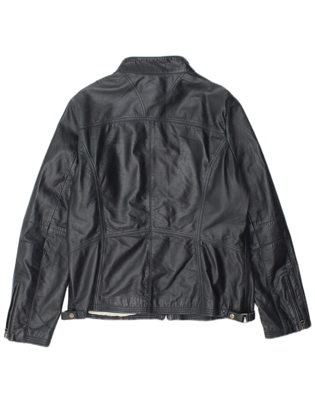 Jaqueta de couro feminina vintage IT 48 XL couro azul marinho