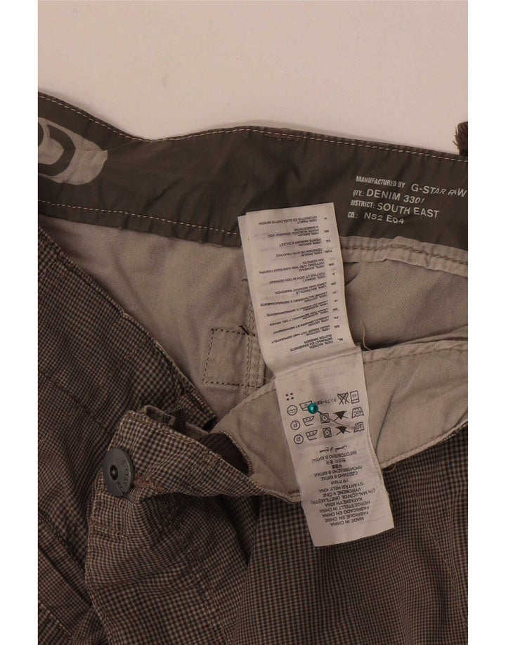 Shorts cargo masculino G-Star W34 grande algodão xadrez cinza