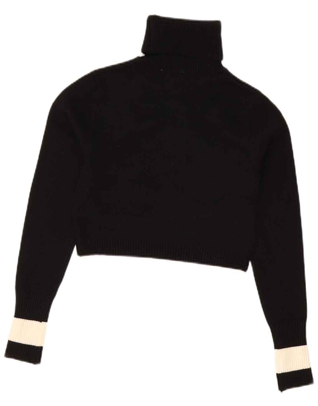 Zara Suéter feminino cropped com gola redonda Reino Unido 12 bloco colorido preto médio