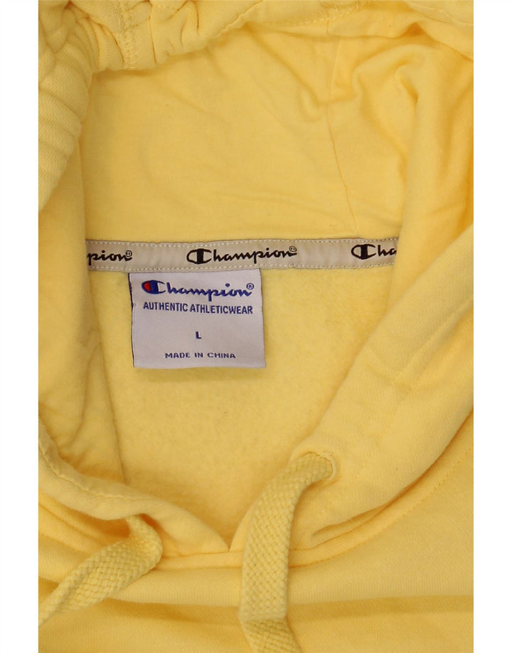 CHAMPION Mens Graphic Hoodie Jumper Large Yellow Cotton Vintage Champion and Second-Hand Champion from Messina Hembry 