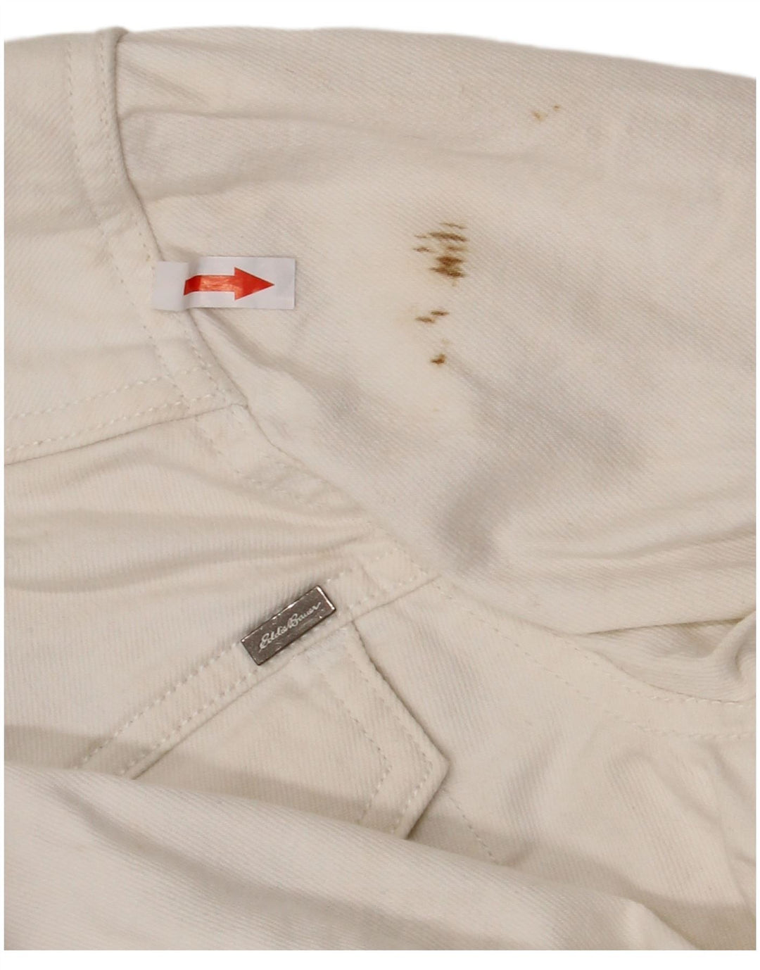 Jaqueta jeans feminina Eddie Bauer Reino Unido 14 grande algodão branco