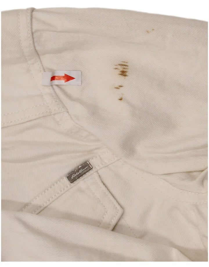 Jaqueta jeans feminina Eddie Bauer Reino Unido 14 grande algodão branco