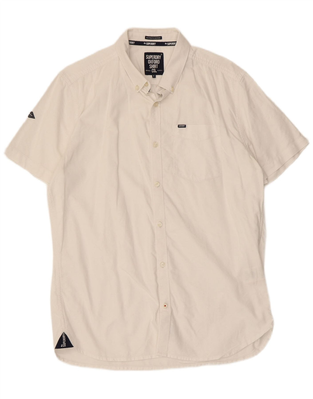Camisa masculina de manga curta SUPERDRY XL algodão branco