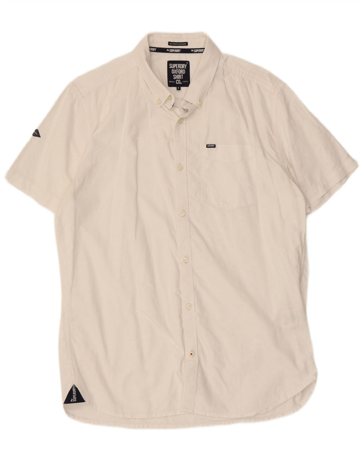 Camisa masculina de manga curta SUPERDRY XL algodão branco