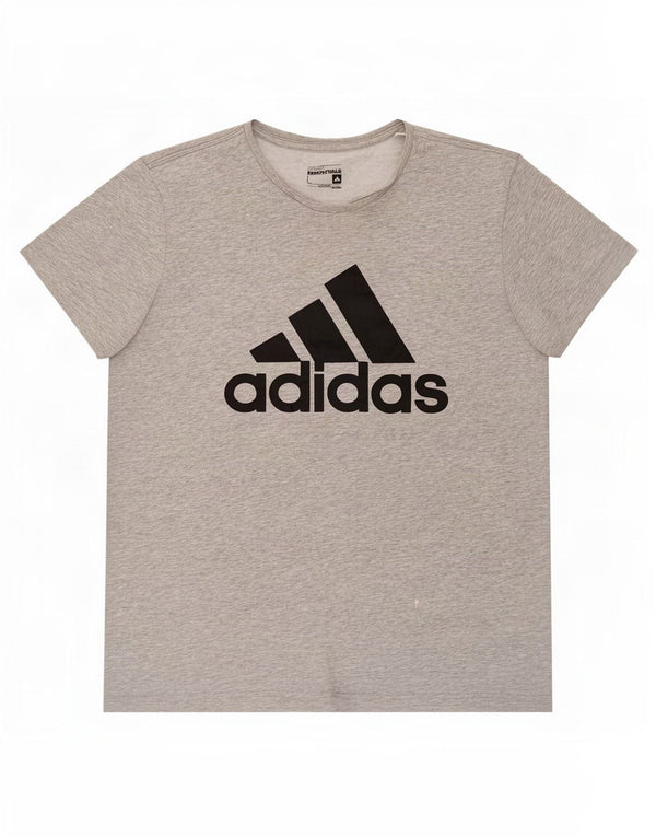 Camiseta masculina Adidas Climalite Graphic Top grande algodão manchado cinza