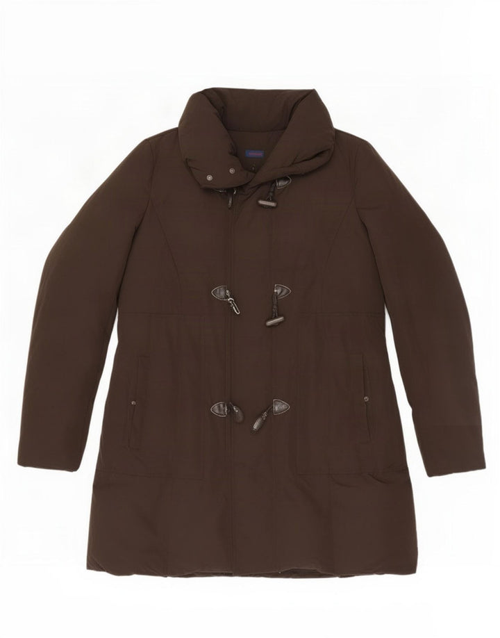 Casaco acolchoado com capuz feminino Trussardi Jeans IT 46 grande poliéster marrom