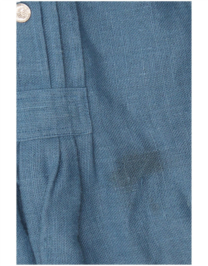 Blusa feminina vintage de manga comprida grande tamanho UE 42 linho azul grande