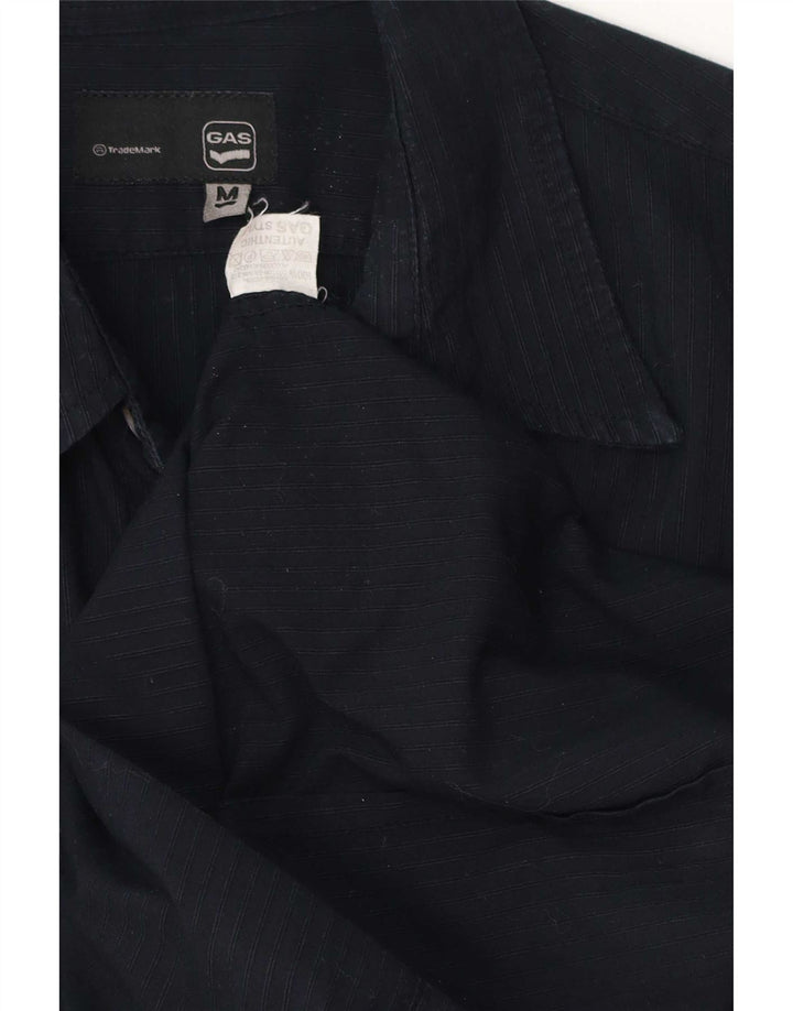 Camisa masculina Gas média azul marinho listrada de algodão