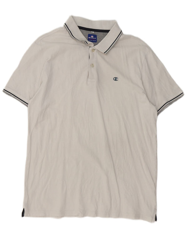 Camisa polo masculina Champion XL listrada branca de algodão