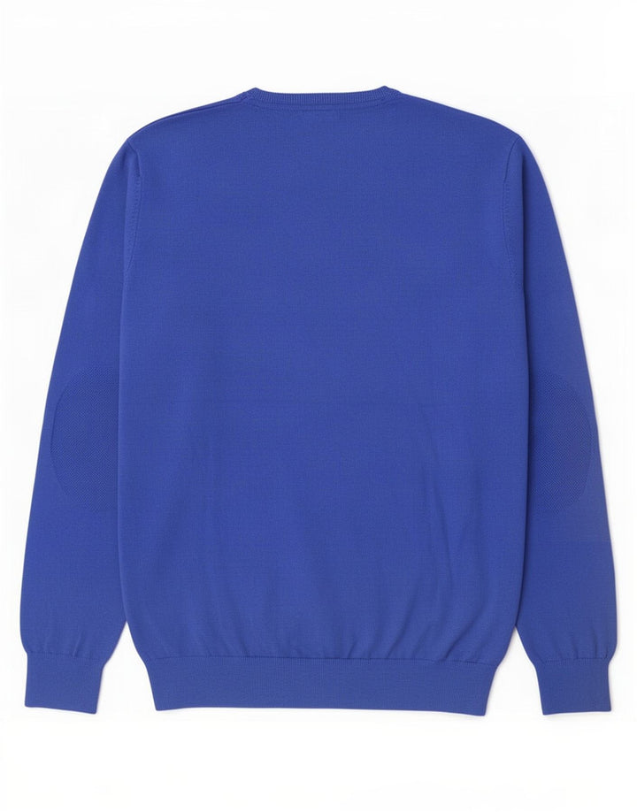 Suéter masculino Massimo Dutti com decote em V grande algodão azul
