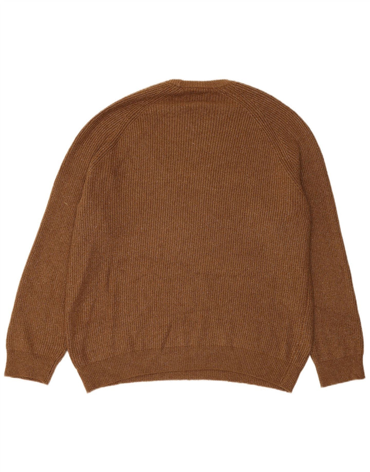 Suéter masculino Marks & Spencer com gola redonda 3XL poliamida manchada marrom