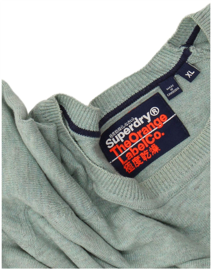 Suéter masculino SUPERDRY com gola redonda XL verde manchado