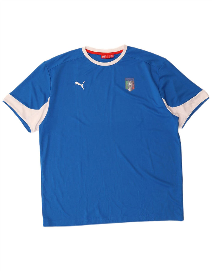 Camiseta masculina Puma Italia Top XL azul colorblock poliéster
