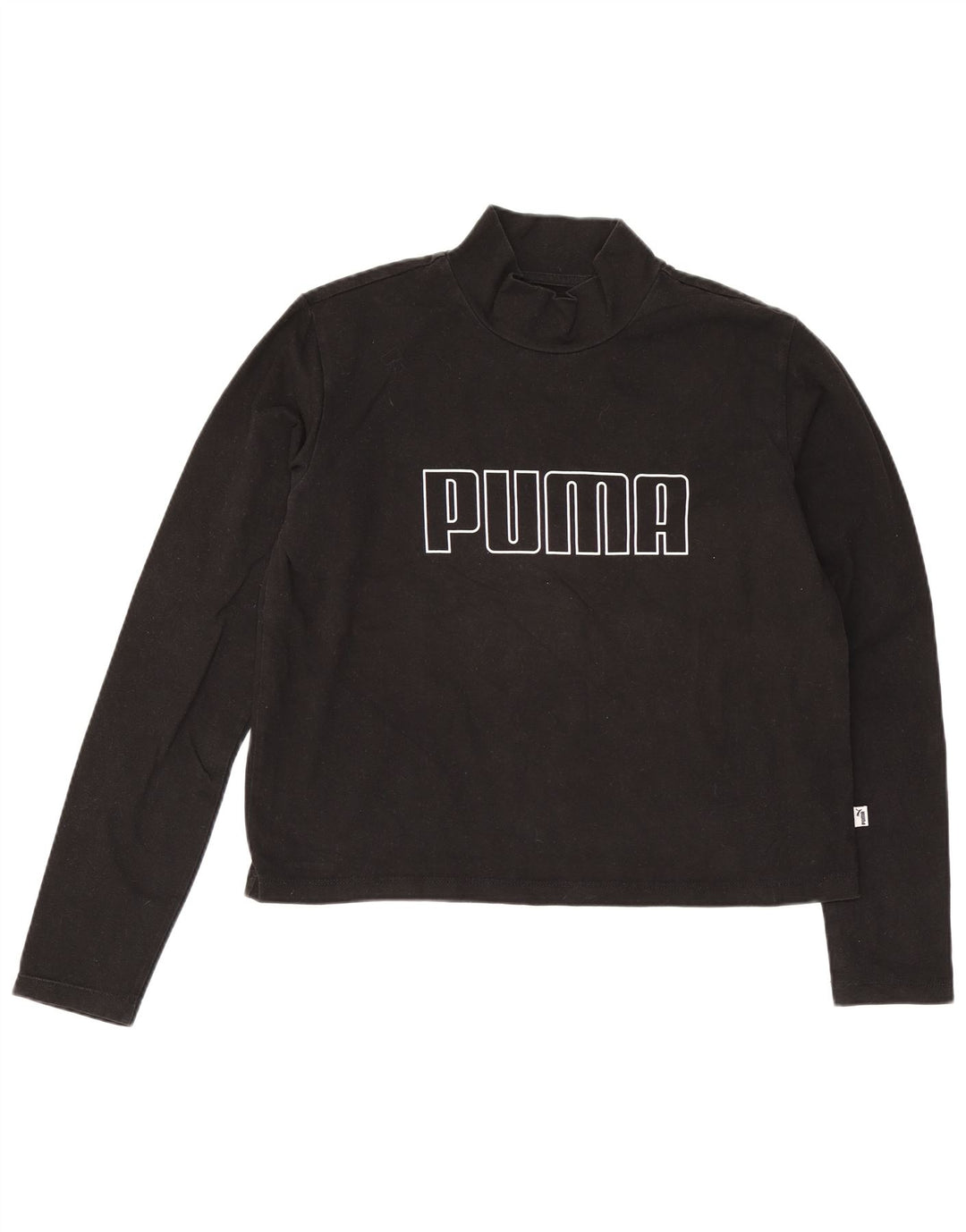 Puma Womens Crop Graphic Top Manga Longa Reino Unido 12 Médio Preto