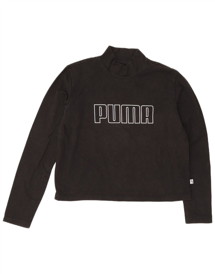 Puma Womens Crop Graphic Top Manga Longa Reino Unido 12 Médio Preto