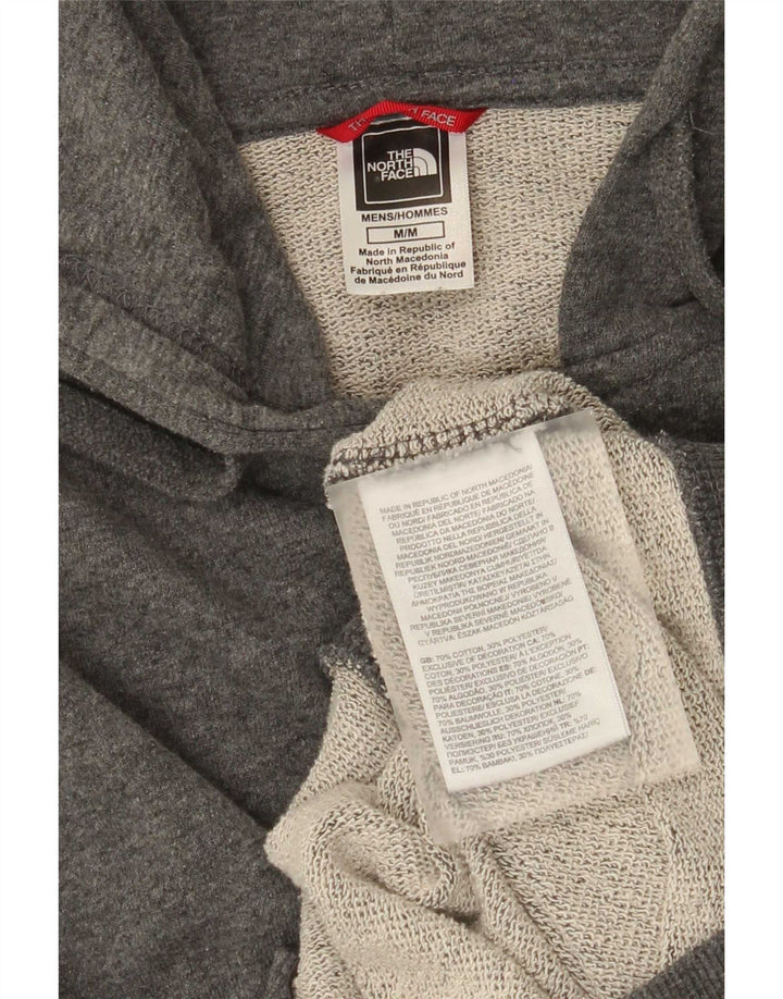 Suéter masculino com capuz e zíper The North Face algodão cinza médio
