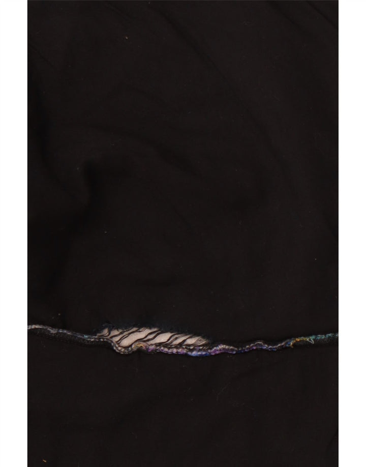 Colete vintage feminino aberto UK 12 médio preto floral