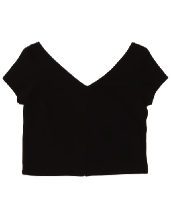 Zara Womens Crop Top UK 14 Grande Poliéster Preto