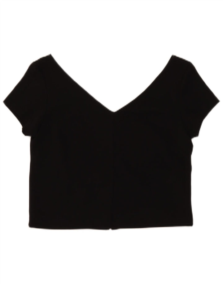Zara Womens Crop Top UK 14 Grande Poliéster Preto