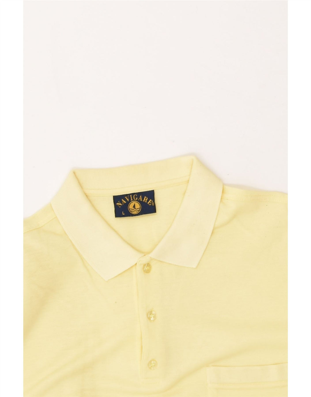 NAVIGARE Mens Polo Shirt Large Yellow Cotton | Vintage Navigare | Thrift | Second-Hand Navigare | Used Clothing | Messina Hembry 