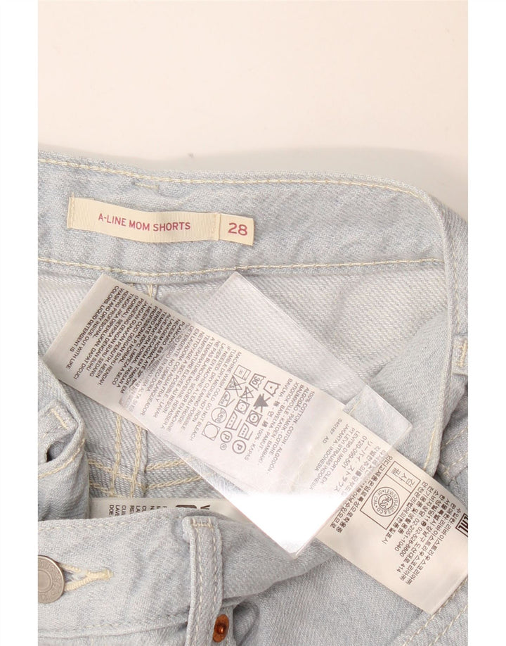 Shorts jeans femininos Mom da LEVI W28 algodão azul médio