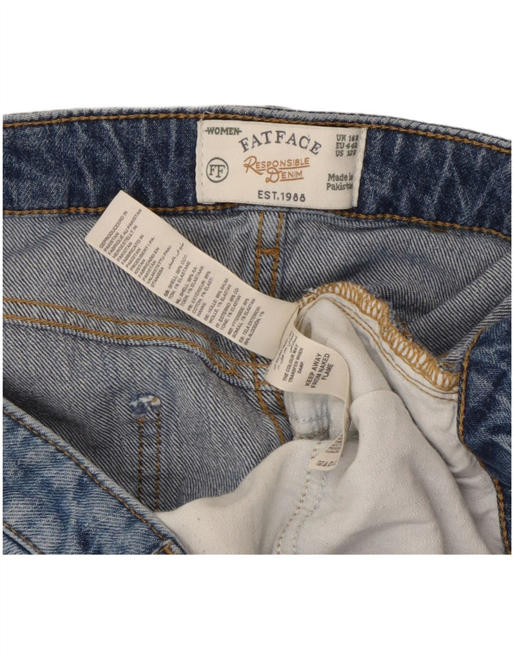 Saia jeans feminina Fat Face Reino Unido 16 grande W38 algodão azul