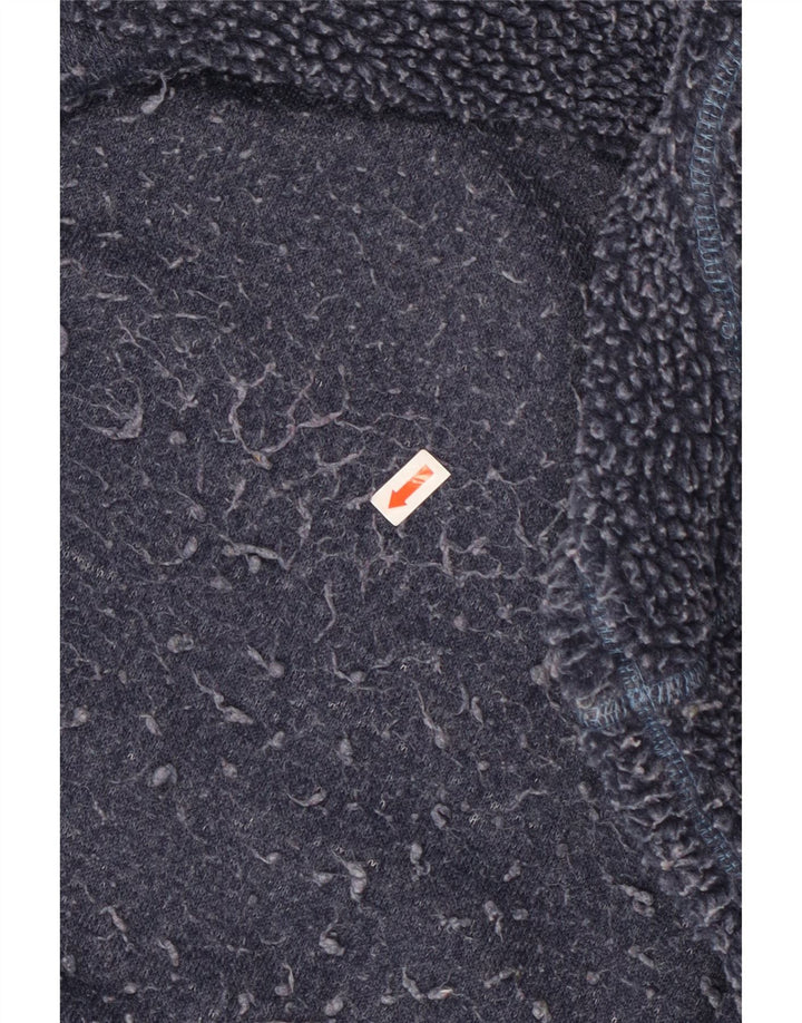 WEIRD FISH Womens Zip Neck Fleece Jumper UK 16 Large  Navy Blue Polyester