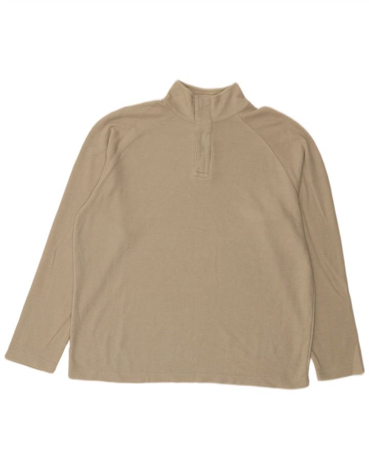 Gap Mens Zip Neck Top Manga Longa XL Bege Algodão