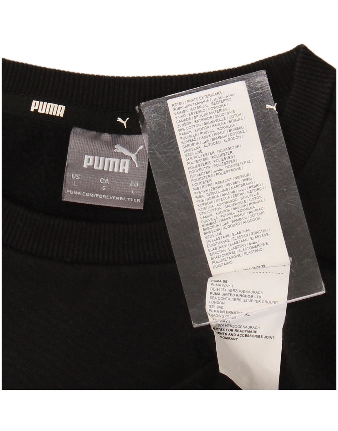 Puma moletom masculino jumper grande algodão preto