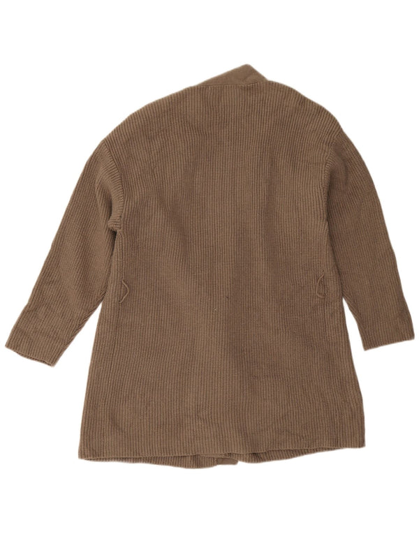 Suéter cardigã aberto Zara feminino oversized longline Reino Unido 10 pequeno marrom