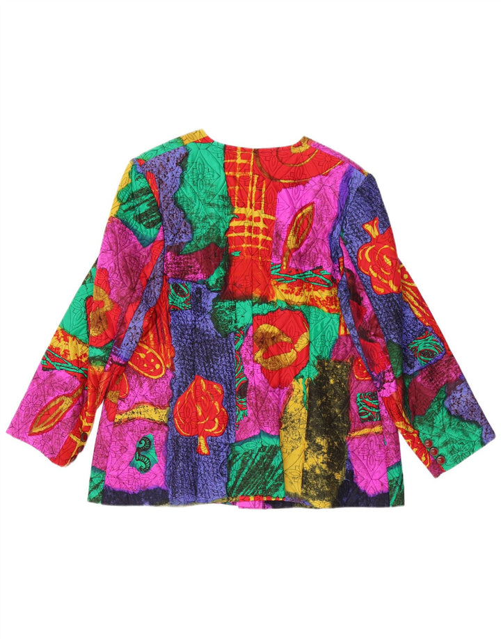 Jaqueta blazer feminina VINTAGE com 5 botões Reino Unido 14 médio floral multicolorido